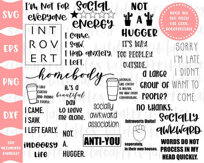 introvert svg bundle, introverts svg, funny svg sayings, socially awkward svg, introvert life svg, social svg, funny svg bundle, funny svg, SVG WildOakSVG 