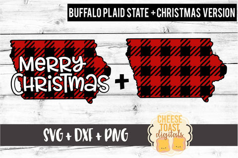 Iowa - Buffalo Plaid State - SVG PNG DXF Cut Files SVG Cheese Toast Digitals 