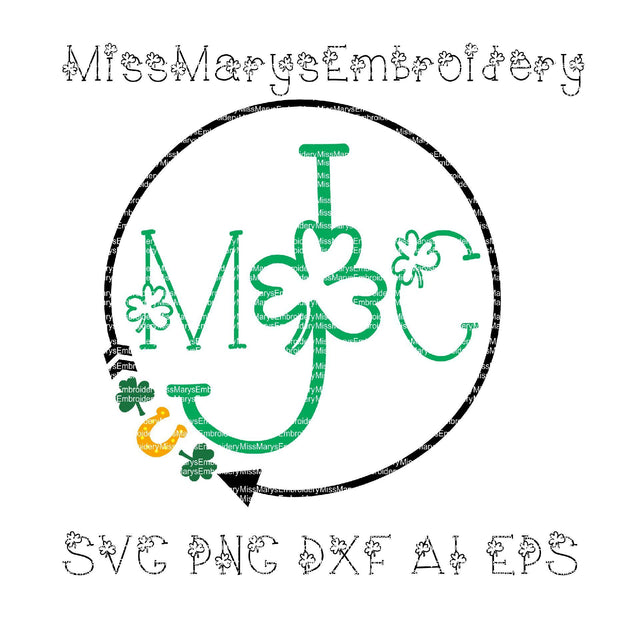 Irish Arrow Shamrock Monogram Frame SVG MissMarysEmbroidery 