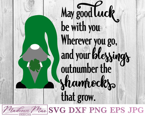 Irish Blessing, Saint Patrick's Day Gnome SVG SVG Madison Mae Designs 