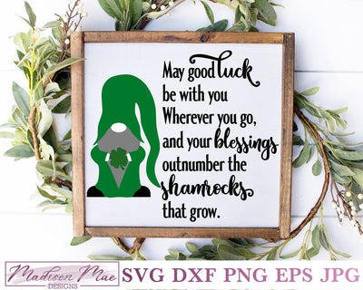 Irish Blessing, Saint Patrick's Day Gnome SVG SVG Madison Mae Designs 