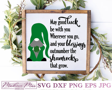 Irish Blessing, Saint Patrick's Day Gnome SVG SVG Madison Mae Designs 