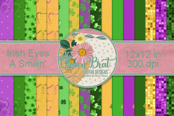 Irish Eyes A Smilin' Papers Digital Pattern QueenBrat Digital Designs 