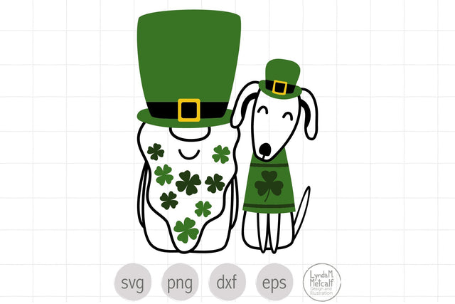 Irish Gnome and Dog svg, Gnome with Dog for St Patricks Day svg SVG Lynda M Metcalf 