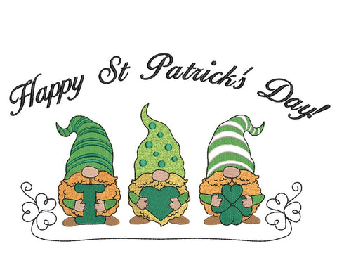 Irish Gnomes with Shamrock, St. Patrick Machine Embroidery Design Embroidery/Applique DESIGNS Canada Embroidery 