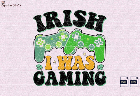 Irish I Was Gaming Kids Shirt PNG, St. Patrick’s Kids Gaming Shirt Sublimation Print Template Sublimation Depiction Studio 