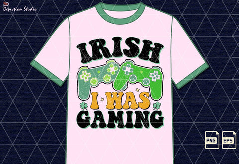 Irish I Was Gaming Kids Shirt PNG, St. Patrick’s Kids Gaming Shirt Sublimation Print Template Sublimation Depiction Studio 