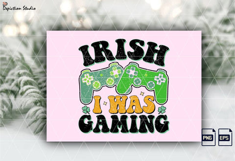 Irish I Was Gaming Kids Shirt PNG, St. Patrick’s Kids Gaming Shirt Sublimation Print Template Sublimation Depiction Studio 