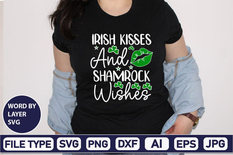 Irish Kisses And Shamrock Wishes SVG Design SVGs,Quotes and Sayings,Food & Drink,On Sale, Print & Cut SVG DesignPlante 503 