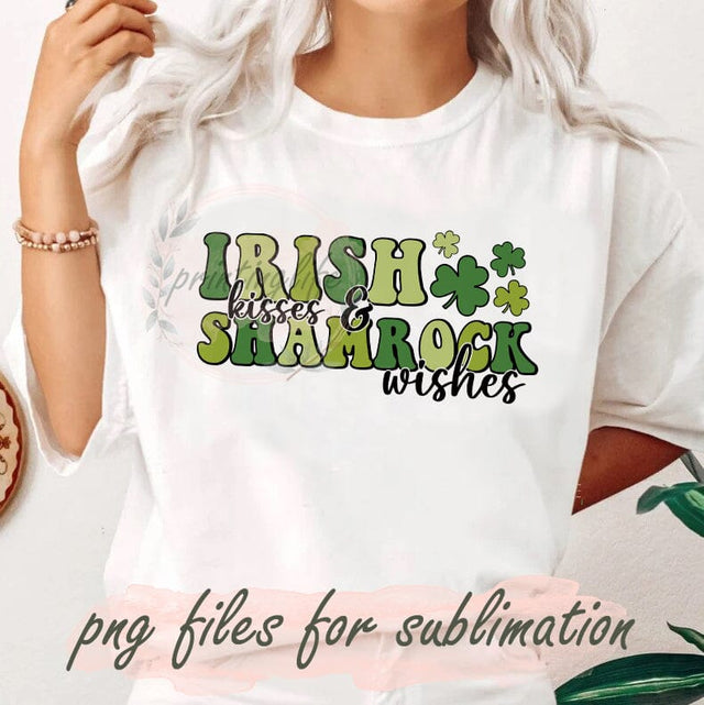 Irish Kisses Shamrock Wishes Png, Shamrock Sublimation Png, Retro St Patrick's Day Design Png, Lucky Sublimation Design, Instant Download Sublimation PrintingLife 
