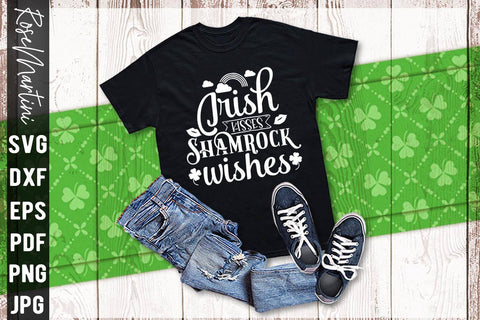 Irish Kisses Shamrock Wishes SVG file for cutting machines Cricut Silhouette SVG PNG St Patrick's Day Quote SVG RoseMartiniDesigns 