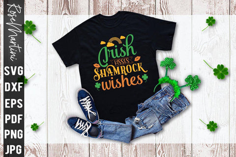 Irish Kisses Shamrock Wishes SVG file for cutting machines Cricut Silhouette SVG PNG St Patrick's Day Quote SVG RoseMartiniDesigns 