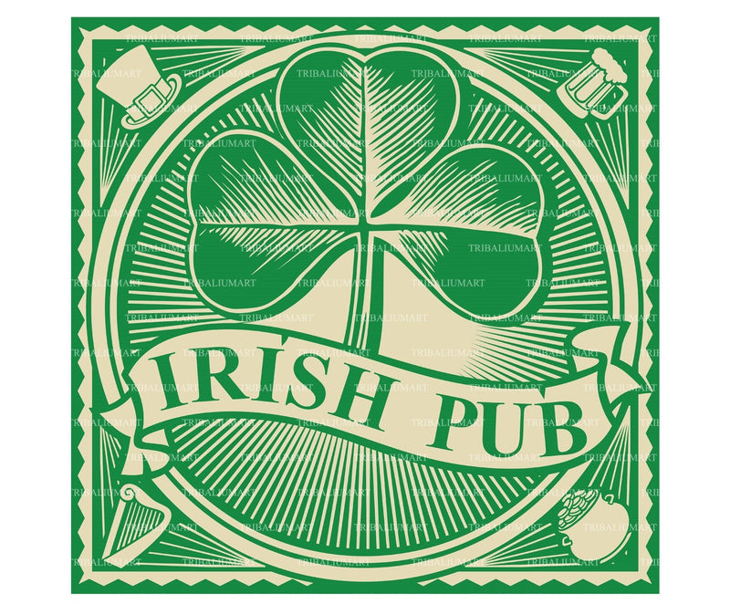 Irish Pub sign. Cut files for Cricut, Clip Art silhouettes (eps, svg ...