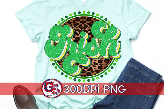 Irish Retro Leopard PNG for Sublimation-St. Patrick's Day Sublimation Greedy Stitches 