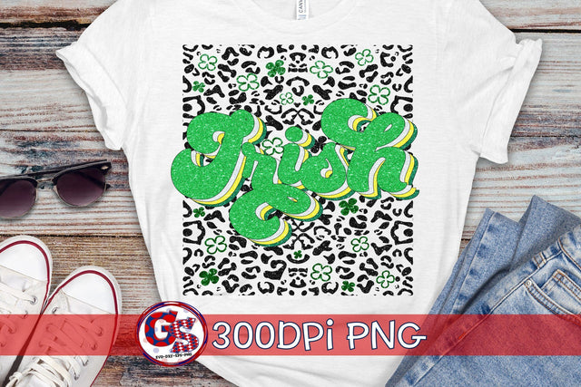 Irish Shamrock Leopard PNG for Sublimation-St. Patrick's Day Sublimation Greedy Stitches 