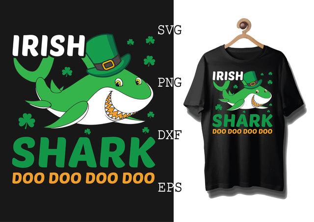 Irish Shark Doo Doo Doo Doo Svg, Green Clover Svg, Happy St. Patrick’s Day Svg, Lucky Charm Svg SVG DesignTShirt 