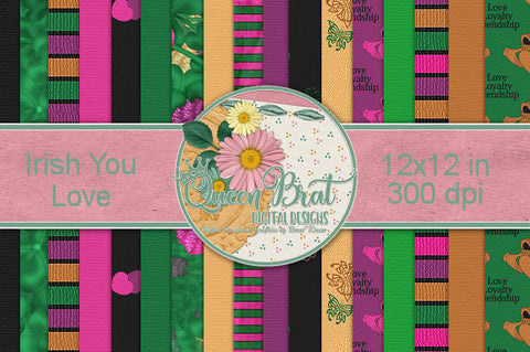 Irish You Love Papers Digital Pattern QueenBrat Digital Designs 