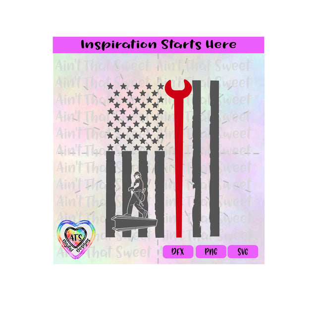 Ironwork On Beam | Flag | Stars and Stripes | Elongated Wrench - Transparent PNG SVG DXF - Silhouette, Cricut, ScanNCut SVG Aint That Sweet 