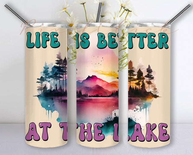 Is Better at The Lake Tumbler Sublimation Design, 20oz Skinny Tumbler Sublimation, Lake Life Tumbler Wrap, PNG File Digital Download Sublimation PixelChick 