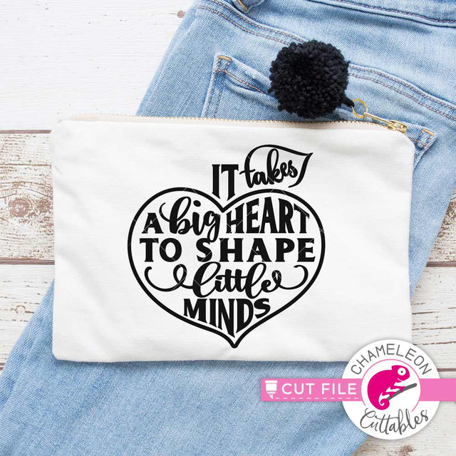 It takes a big Heart - School Teacher SVG Chameleon Cuttables 
