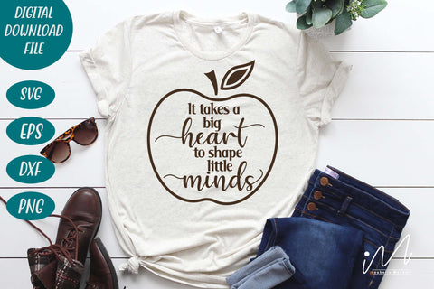 It takes a big heart to shape little minds svg,Teacher Appreciation svg, teacher gift shirt, gift for teacher svg SVG Isabella Machell 