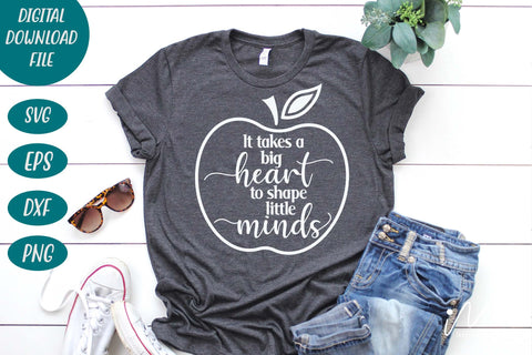 It takes a big heart to shape little minds svg,Teacher Appreciation svg, teacher gift shirt, gift for teacher svg SVG Isabella Machell 