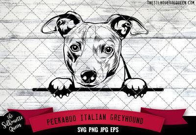 Italian Greyhound Peek A Boo | Peekaboo | Peeking Dog Face SVG for Glowforge, Cricut, Laser, Silhouette, Scan n cut files SVG Loveleen Kaur 