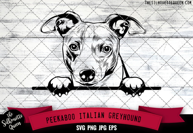 Italian Greyhound Peek A Boo | Peekaboo | Peeking Dog Face SVG for Glowforge, Cricut, Laser, Silhouette, Scan n cut files SVG Loveleen Kaur 