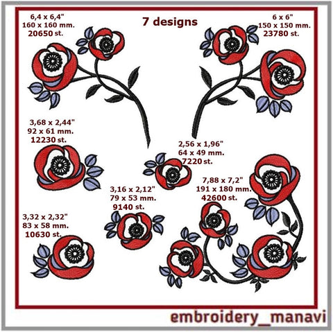 ITH embroidery bundle of floral with cutwork elements. Embroidery/Applique DESIGNS Embroidery Manavi 05 
