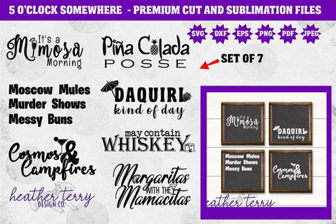 It's 5 O'Clock Somewhere SVG PNG Sublimation Bundle SVG Heather Terry Design Co. 