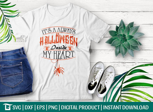 It's A Always Halloween Inside My Heart Svg Cut File, Funny Shopping Svg, Tshirt Design, SVG ETC Craft 