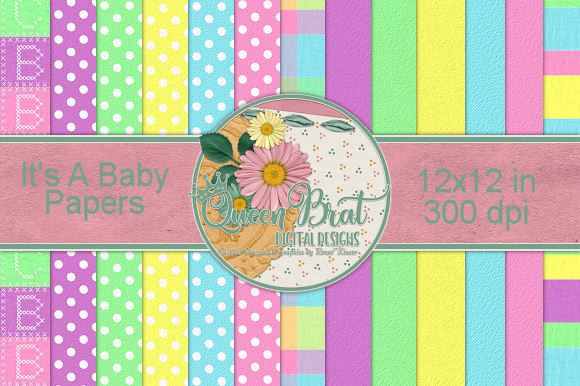 It's A Baby Papers Digital Pattern QueenBrat Digital Designs 