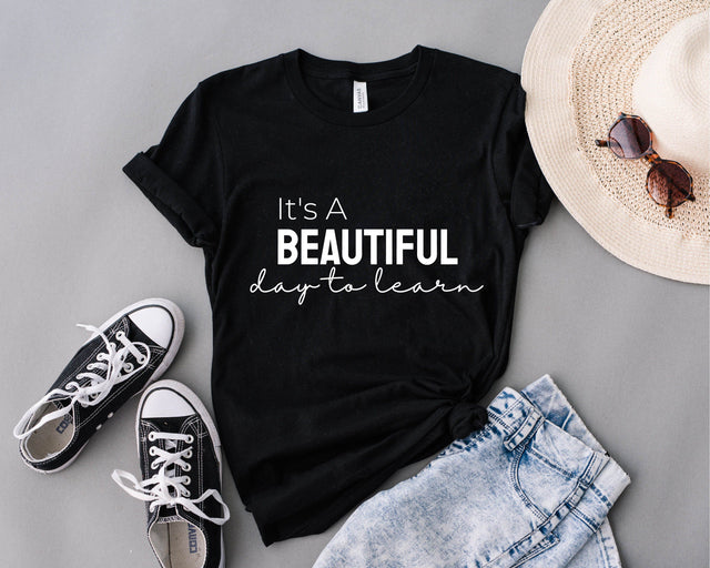 It's a beautiful day to learn svg, Teacher shirt svg, teacher svg, teacher svg files, learning svg, school shirt svg, Cut Files for Cricut SVG Fauz 