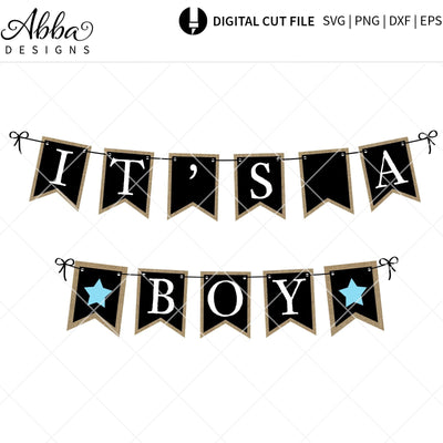 It's A Boy Burlap Banner SVG Abba Designs