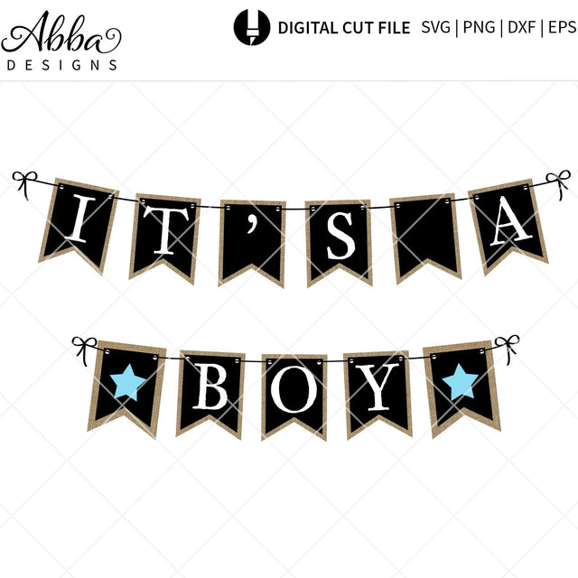 It's A Boy Burlap Banner SVG Abba Designs