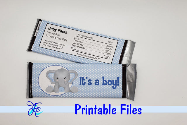 It's A Boy - Elephant Candy Bar Wrapper 3D Paper Family Creations 