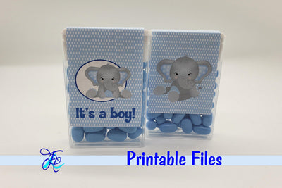 It's A Boy - Elephant Tic Tac 3D Paper Family Creations 