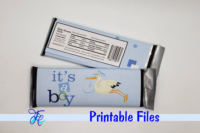 It's A Boy - Stork Candy Bar Wrapper 3D Paper Family Creations 