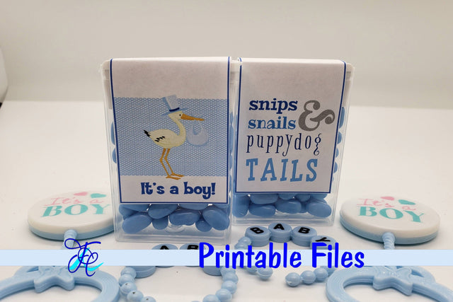 It's A Boy! - Stork Tic Tac Label 3D Paper Family Creations 