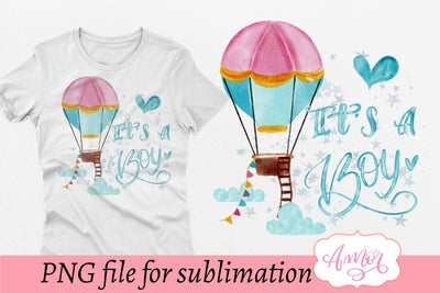 It's a boy sublimation design, gender reveal PNG Sublimation Amorclipart 
