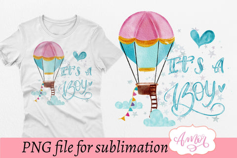 It's a boy sublimation design, gender reveal PNG Sublimation Amorclipart 