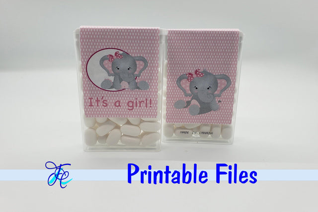 It's A Girl - Elephant Tic Tacs 3D Paper Family Creations 