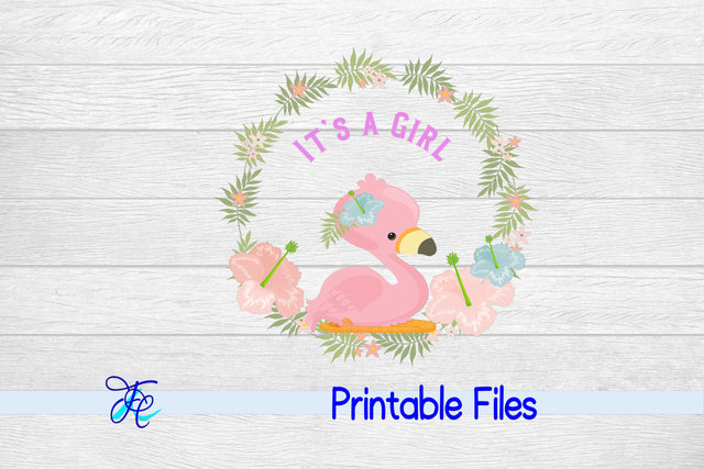 It's A Girl Flamingo 3D Paper Family Creations 