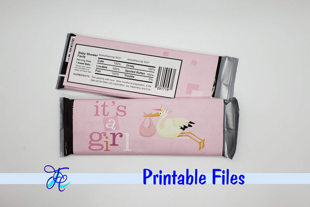 It's A Girl - Stork Candy Bar Wrapper 3D Paper Family Creations 
