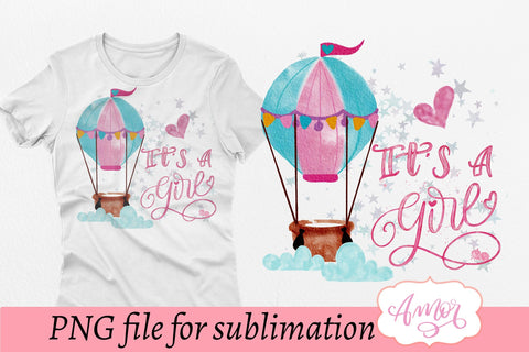 It's a girl sublimation design, gender reveal PNG Sublimation Amorclipart 