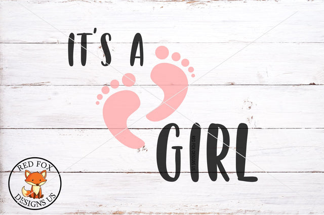 It's A Girl SVG PNG DXF, Baby Shower, Gender Reveal, Pregnancy Announcement SVG RedFoxDesignsUS 