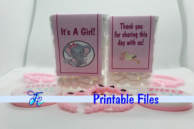 It's A Girl! - Tic Tac Label 3D Paper Family Creations 