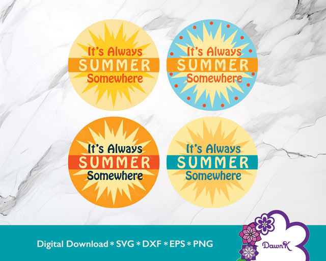 It's Always Summer Somewhere SVG Bundle | Oranges, Yellow, Baby Blue, and Teal SVG DawnKDesigns 