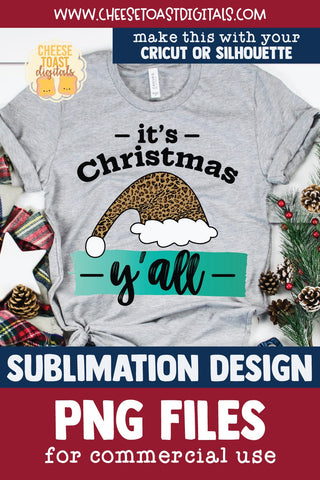 It's Christmas Y'all | Leopard Christmas Sublimation PNG Sublimation Cheese Toast Digitals 