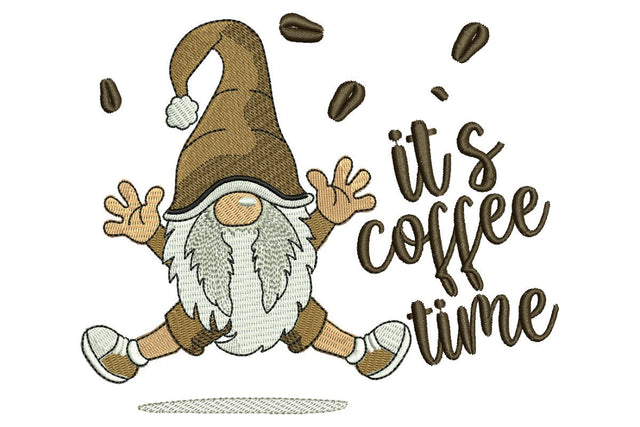 Its Coffee Time Embroidery Design, Coffee Gnome Embroidery Design, Coffee Lover, Teatowel embroidery design Embroidery/Applique DESIGNS NextEmbroidery 